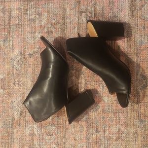 Black Heeled Peep Toe Slides